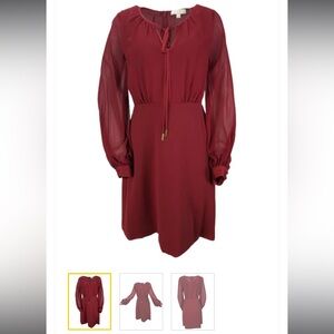 Red silk one piece with long sleeve